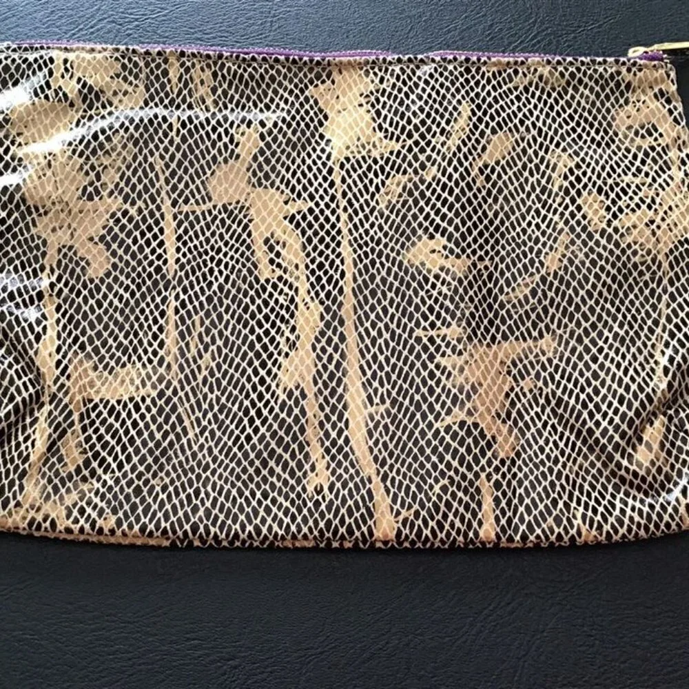 tarte Snake Skin outer with Purple lining Cosmetic / Makeup Bag - BRAND NEW